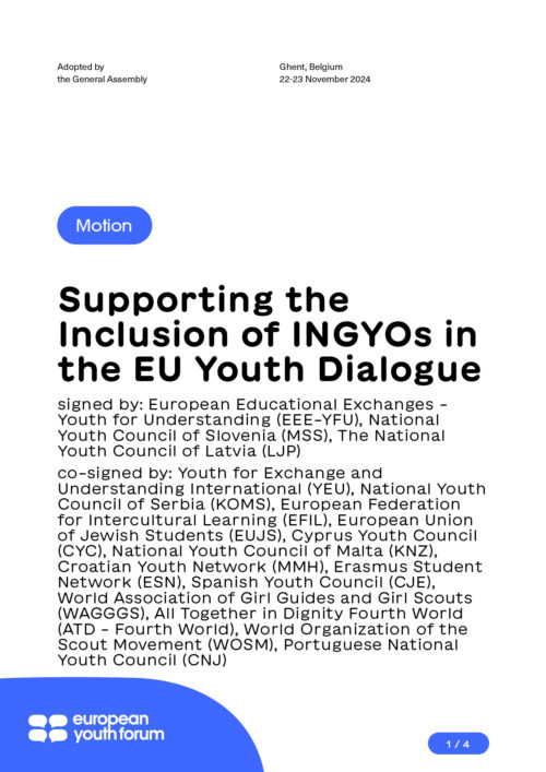 241122 M Inclusion of INGY Os in the EU Youth Dialogue