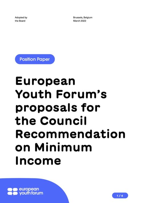 Council recommendation on Minimum income European Youth Forum 2