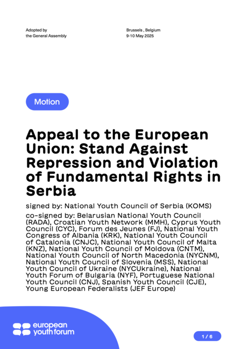 M Appeal to the European Union Stand Against Repression and Violation of Fundamental Rights in Serbia