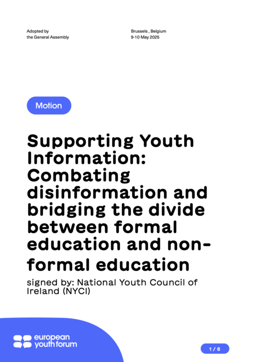 M Supporting Youth Information Combating disinformation and bridging the divide between formal education and non formal education
