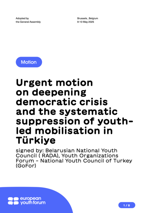 Urgent motion on deepening democratic crisis and the systematic suppression of youth led mobilisation in Türkiye